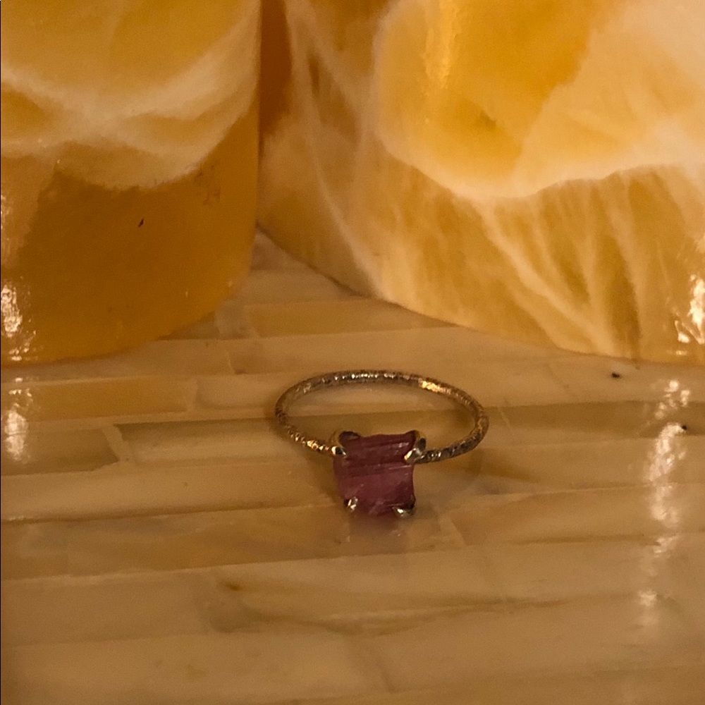 Sterling Silver Ruby Ring July Birthstone Size 6.5 - image 1